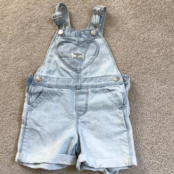 OshKosh B'gosh Other - OSHKOSH TODDLER GIRLS HEART POCKET DENIM SHORTALL- TODDLER 3